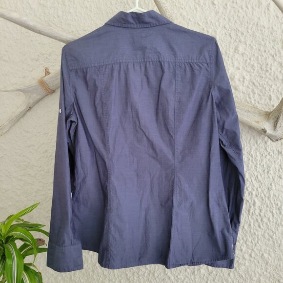 100% Cotton shirt - Blue with white buttons - Picture 2 of 8